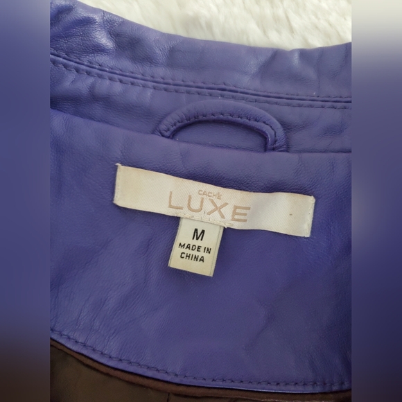 Purple 100% lambskin jacket CACHE LUXE, extremely soft, size  M - Picture 14 of 16